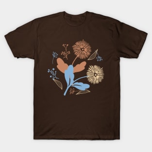 Blue and Brown Dandelion Flower T-Shirt